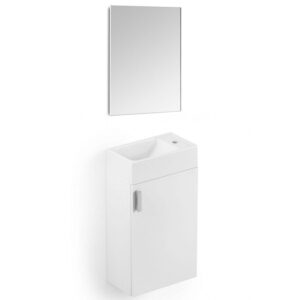 GABINETE 1 PORTA COM CUBA DE APOIO + ESPELHO - 40X22 - BRANCO