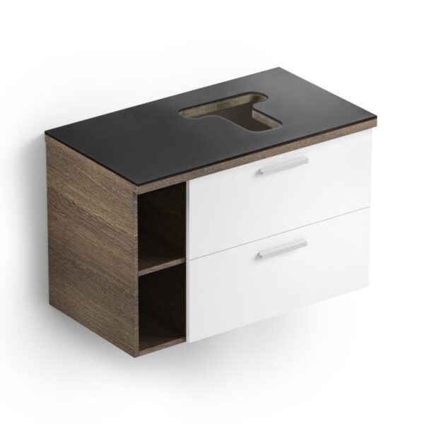 GABINETE PARA CUBA DE APOIO COM GAVETA E BASCULANTE - 80X46 - WENGUE/BRANCO
