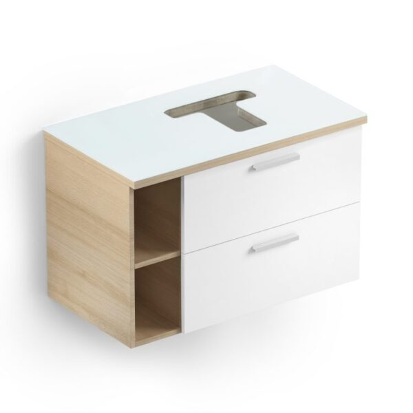 GABINETE PARA CUBA DE APOIO COM GAVETA E BASCULANTE - 80X46 - CARVALHO/BRANCO
