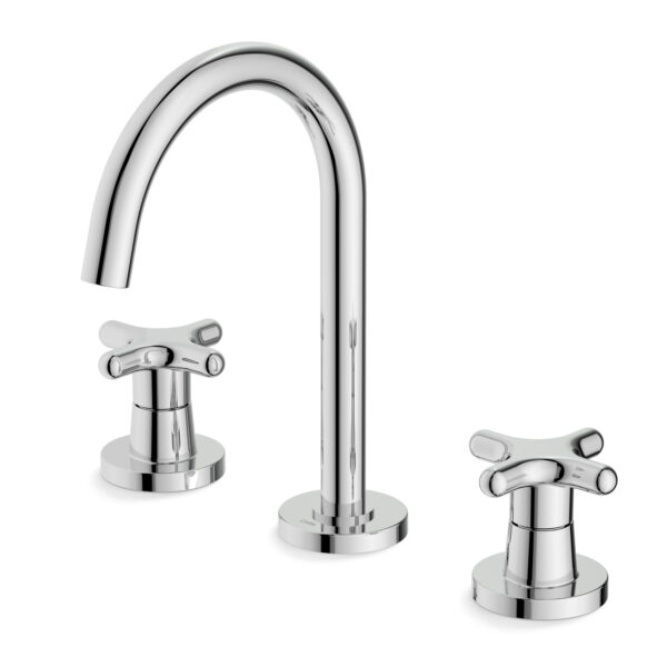 MISTURADOR PARA LAVATÓRIO DE MESA 3 FUROS BICA ALTA COM VALVULA CROSS