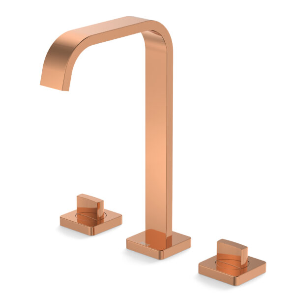 MISTURADOR LAVATORIO MESA 3 FUROS BICA ALTA COM VALVULA VIRTUS ROSE GOLD